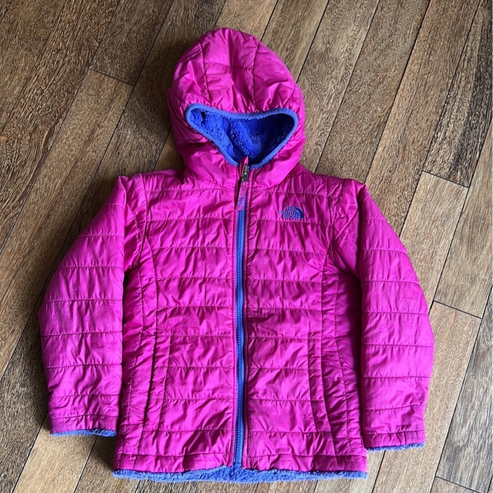 Girls The North Face Puffer Fleece Jacket Sz 6 Pink Purple
